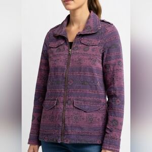 Divided By H&M Jacket Womens Sz 6 Aztec Print Purple Full Zip
